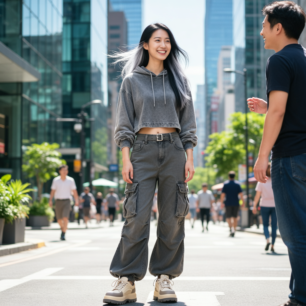 小莉参加社交活动，与新朋友交谈，脸上洋溢着笑容。